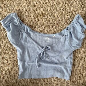 Women's Light Blue Off-Shoulder Top